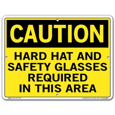 Vestil Sign, Caution, 12.5x9.5", Aluminum, .080, SI-C-46-B-AL-080 SI-C-46-B-AL-080